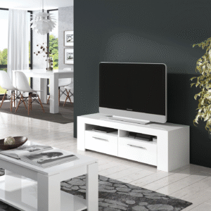 AMBIT White Dual Zone Under TV Unit - Modern Media Entertainment Cabinet