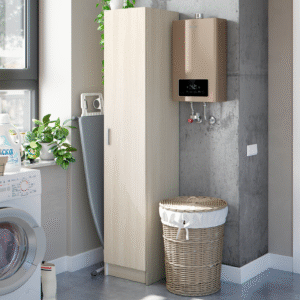 VITA Oak Utility Storage Cupboard - 1 Door Cabinet with 3 Shelves - Modular Storage for Kitchen or Utility Room