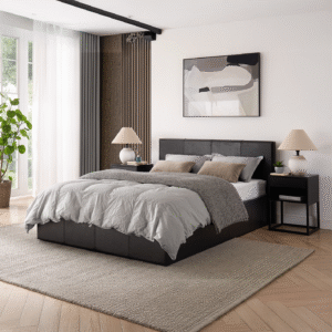 LUNA 3FT Single Black Ottoman Storage Bed with Gas Lift & 15cm Thick Memory Foam Mattress